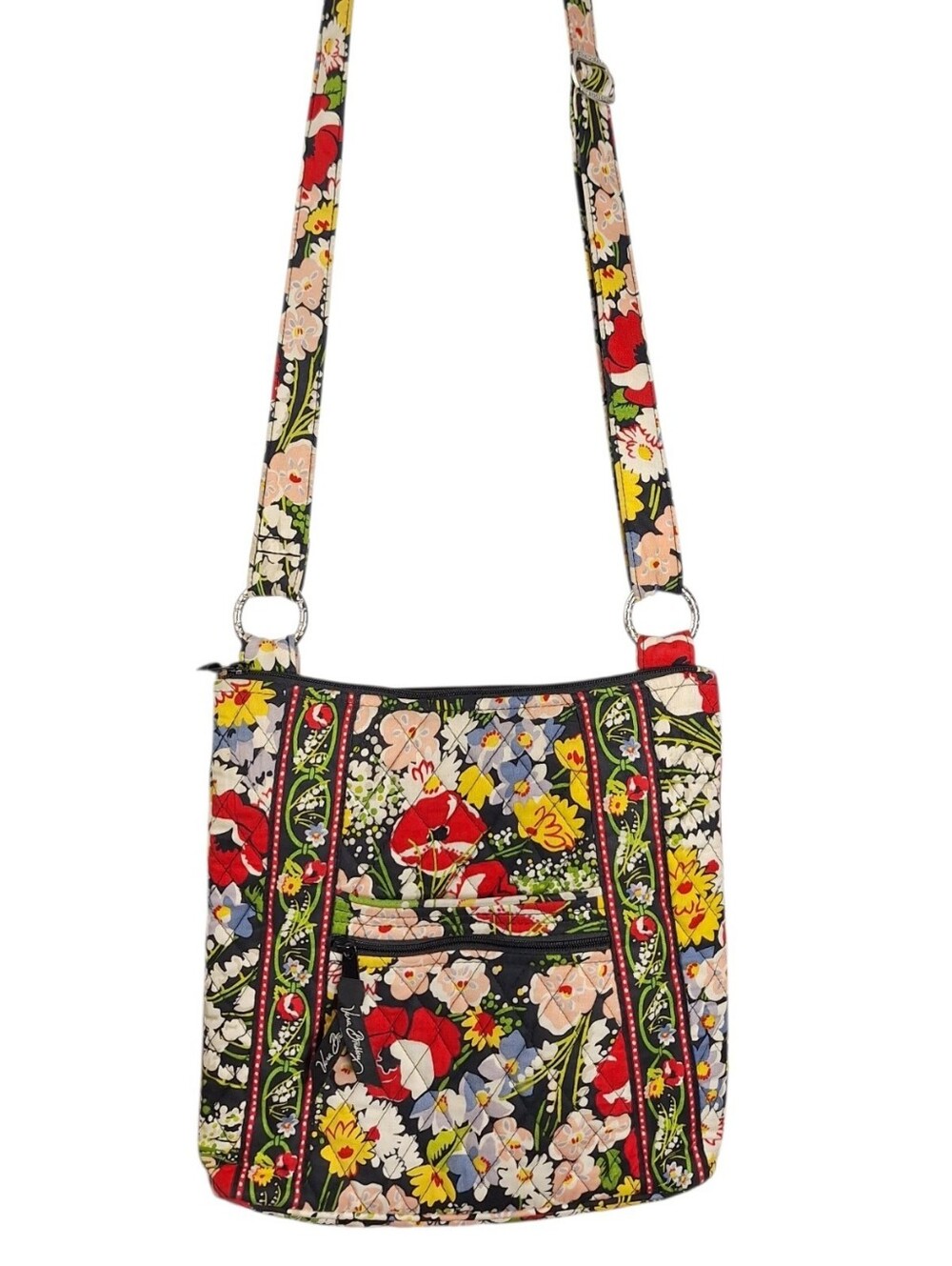 Vera Bradley Original Hipster Poppy Fields Crossbody Purse Triple Zip, Retired